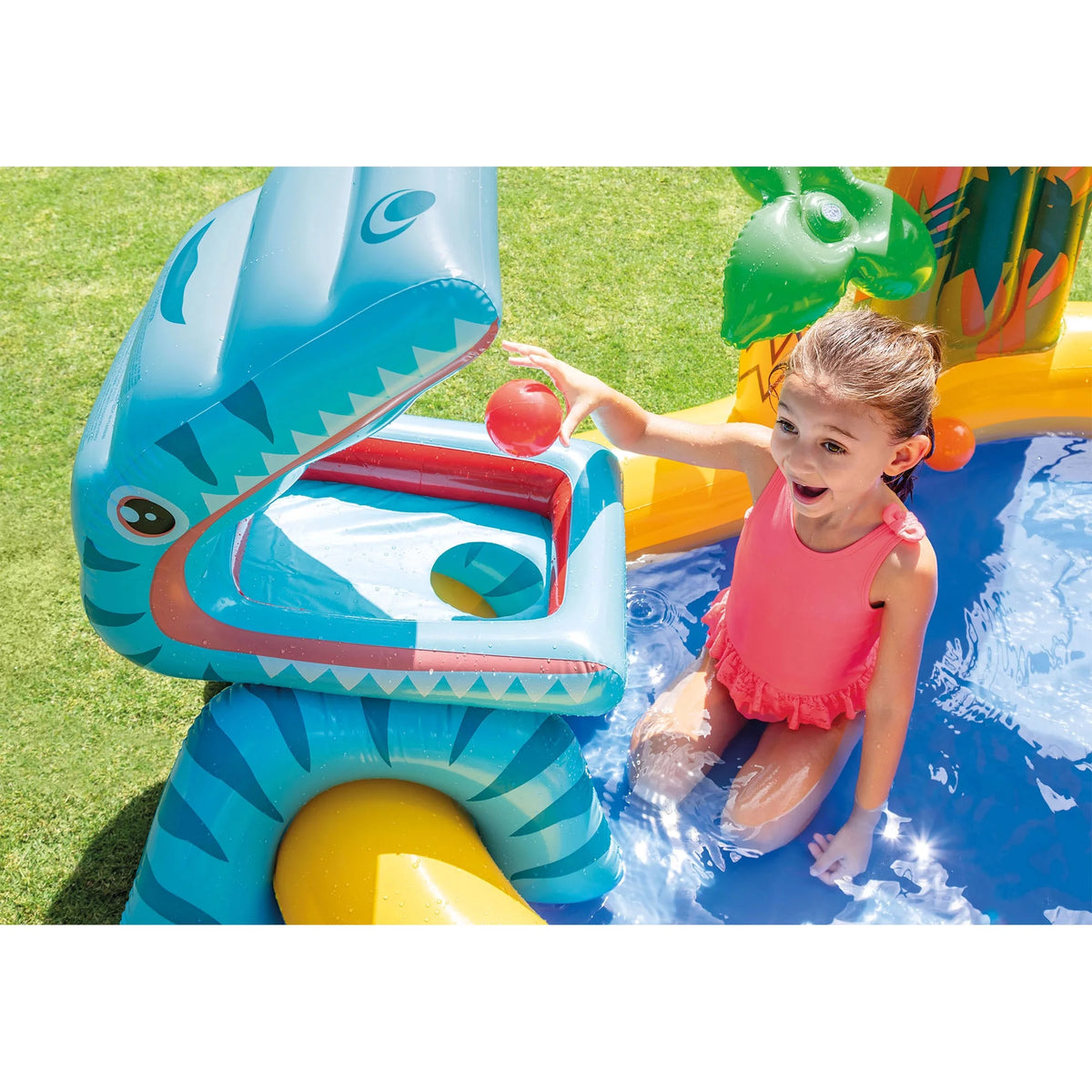 Inflatable Kids Dinosaur Play Center Pool with Slide L579949