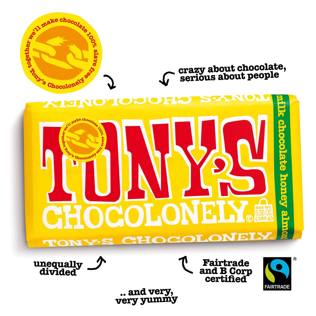 Milk Chocolate Bar with Honey Almond Nougat, 6.35 Ounce, 15 Pack N2874