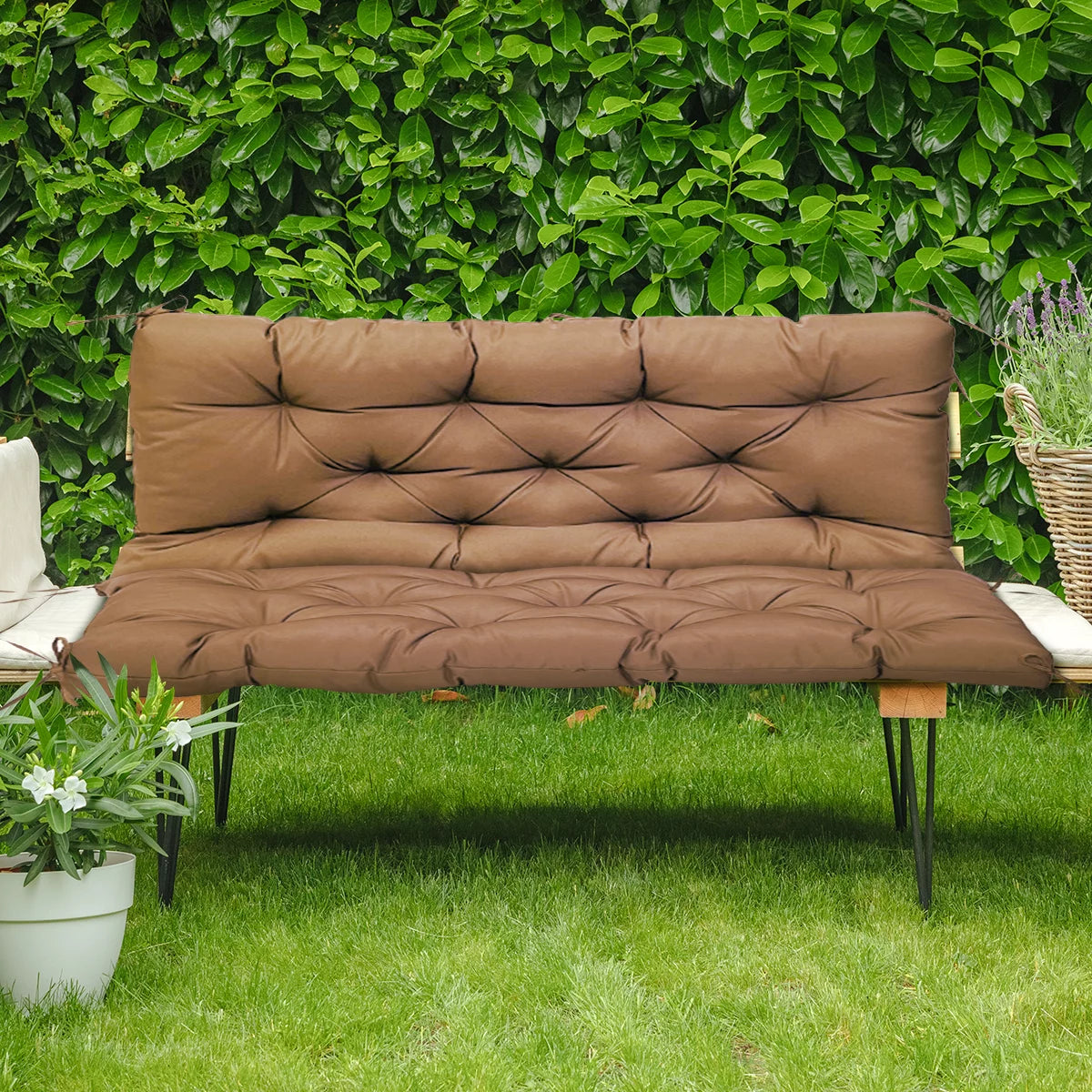 Waterproof Sun-Resistant Outdoor Bench Cushion with 8 Nonslip Ties M904706