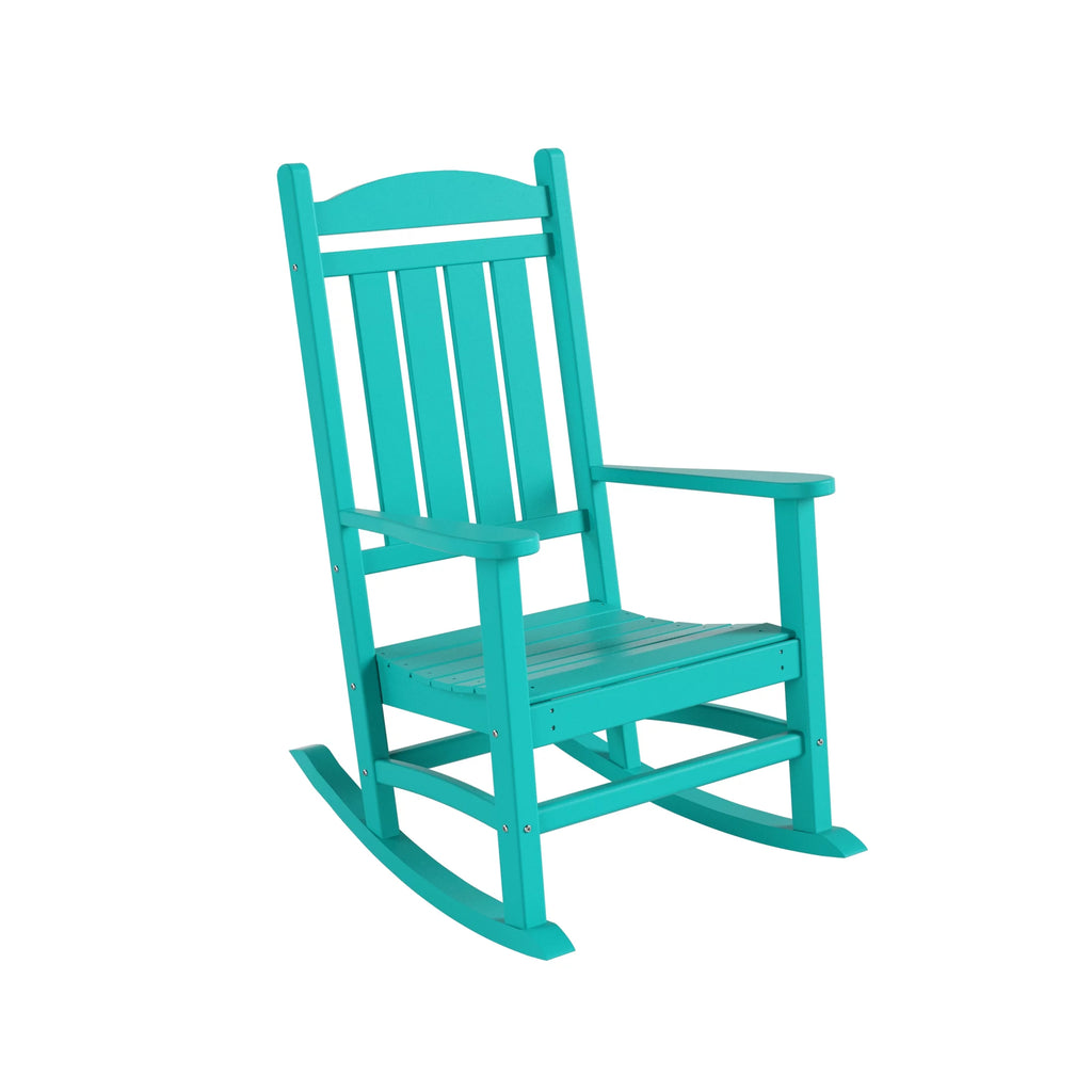Plastic Outdoor Rocking Chairs Set of 2, Turquoise N420733