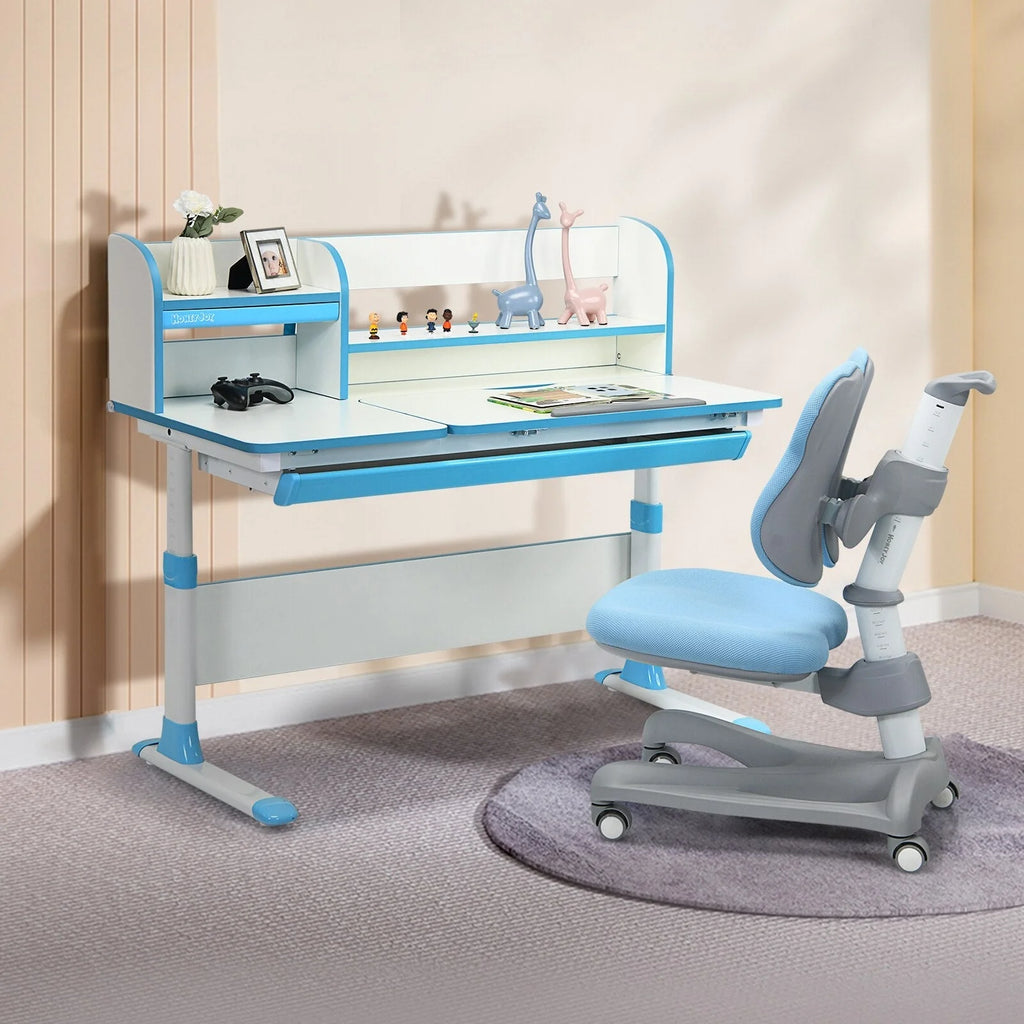 Blue Adjustable Kids Study Desk and Chair Set D2549
