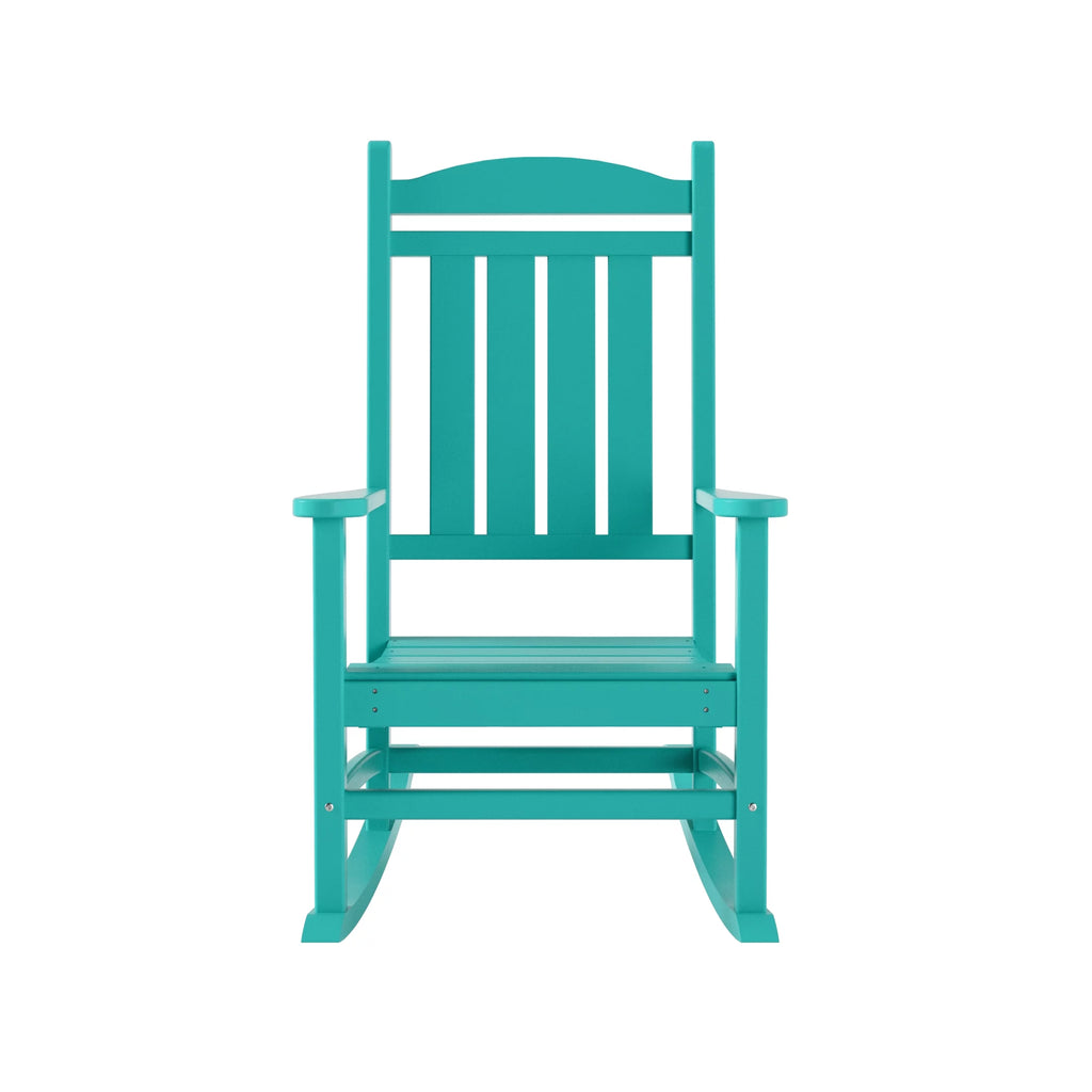 Plastic Outdoor Rocking Chairs Set of 2, Turquoise N420733