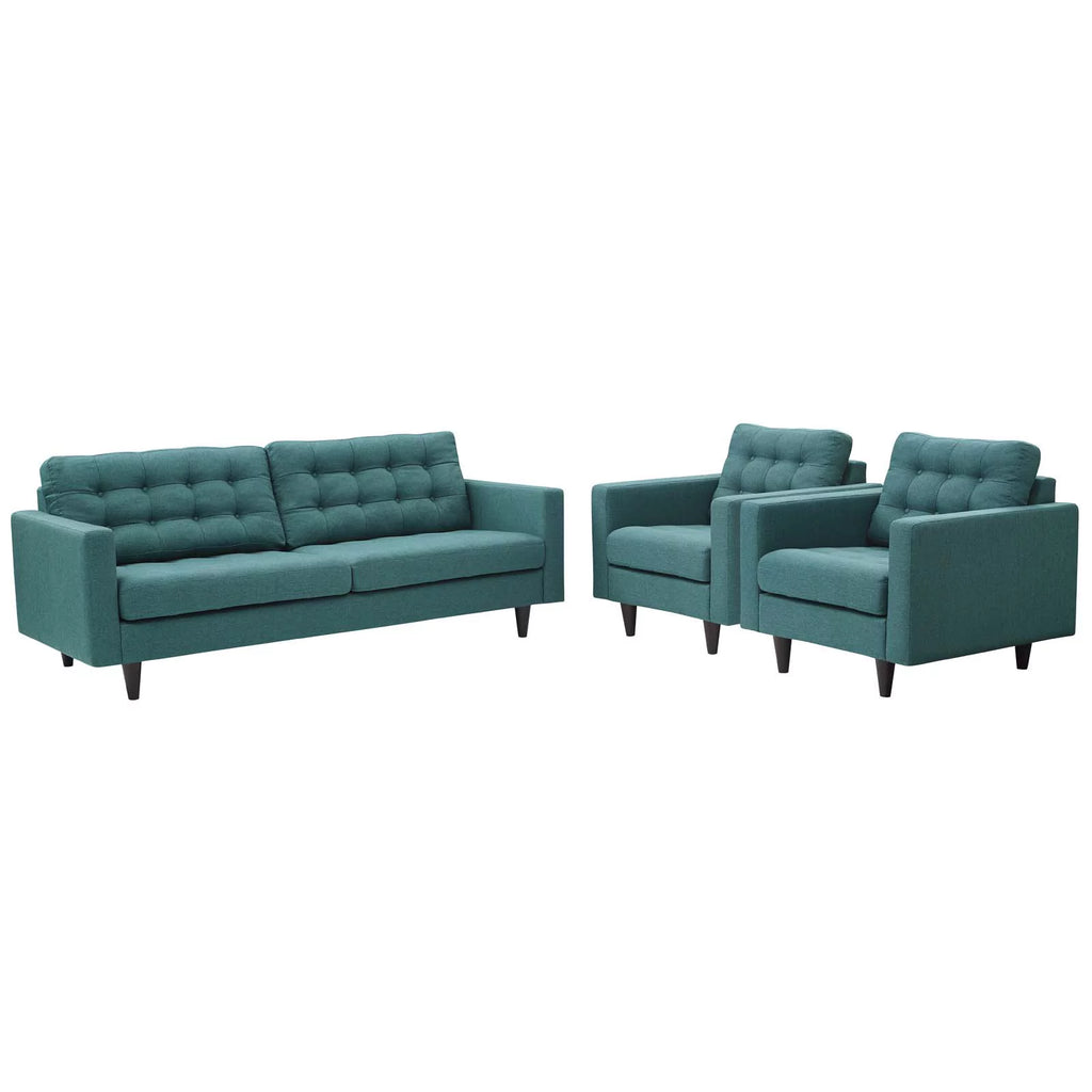 Fabric Aqua Blue Armchair and Sofa Set O84847
