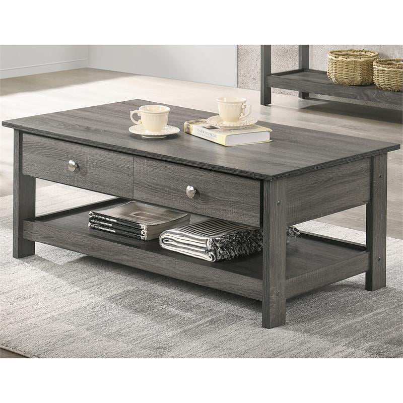 3-Piece Wood Coffee Table Set in Gray L2392