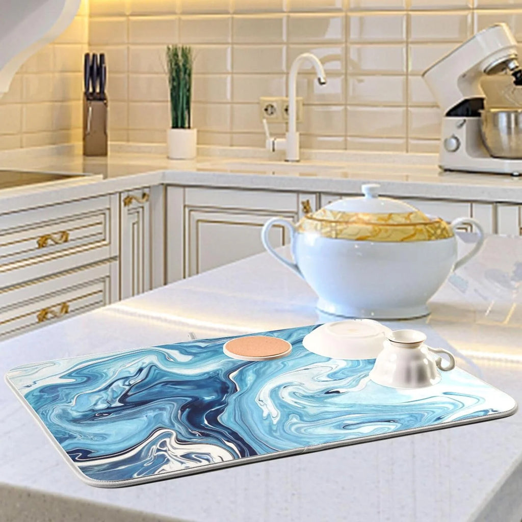 Blue Powder Dish Drying Mat for Kitchen Counter P748201
