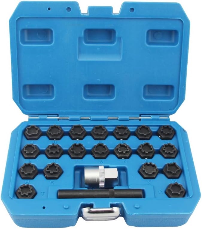 22 pc Wheel Locking Key Set Anti-Theft Lug Nut Removal O139632