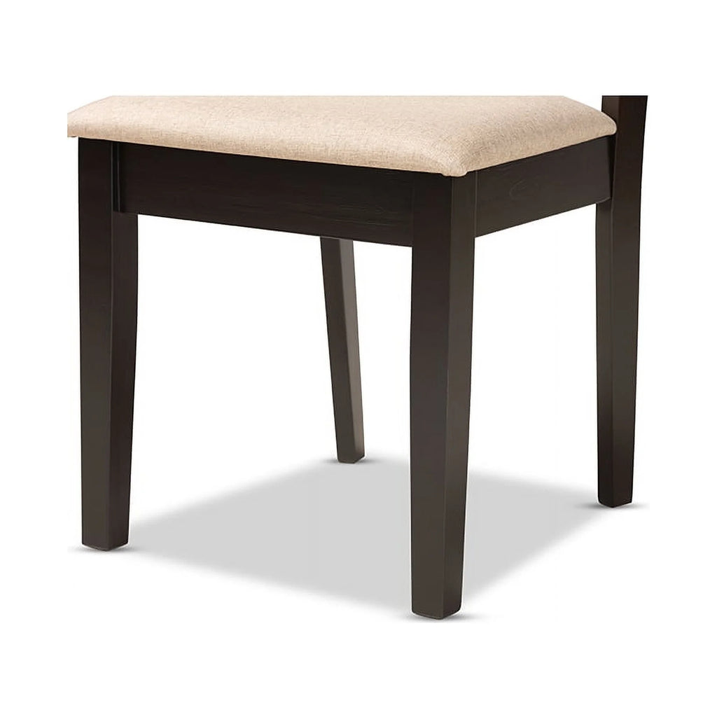 Sand Fabric Upholstered Dark Brown Wood 7-Piece Dining Set U20601