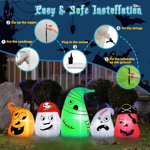 8FT Halloween Inflatable Pumpkin with Built-in LED Lights H85745