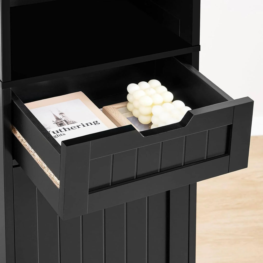 67.2" H Black Bathroom Storage Cabinet with 2 Doors & 1 Drawer Z8624