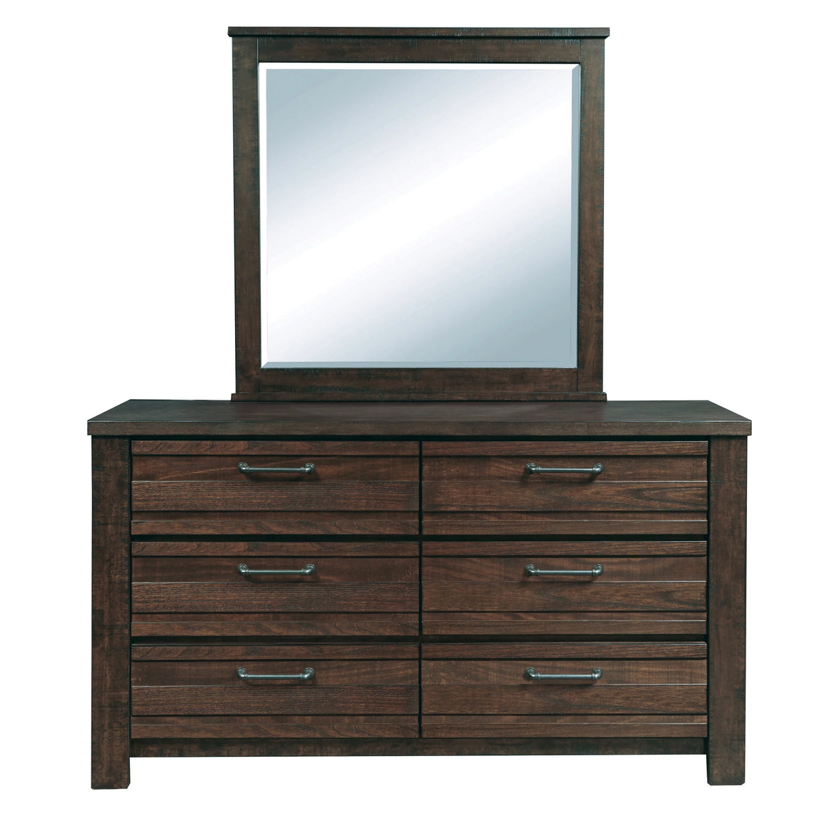 Espresso Wood Bedroom Set with King Bed Dresser Mirror Nightstand Chest P3742