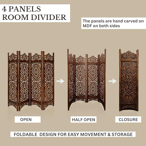 Wooden 4 Panel Foldable Room Divider O2517