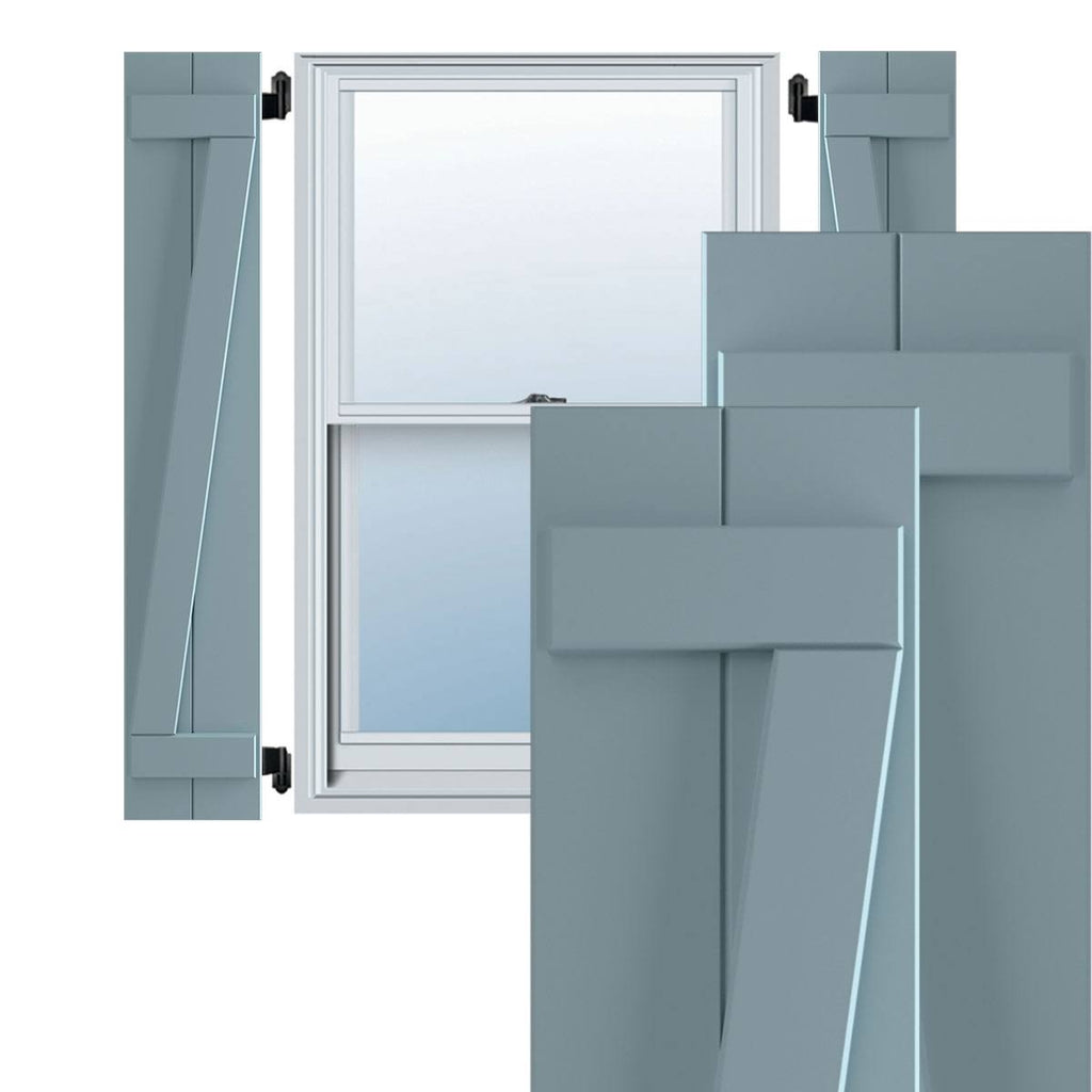 10-3/4x22 x 54x22 PVC Board and Batten Shutters, Peaceful Blue (Per Pair) S970334