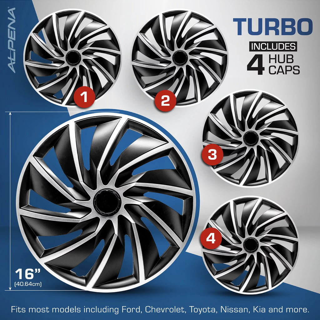 16" Silver & Black Wheel Covers, Set of 4 R5485
