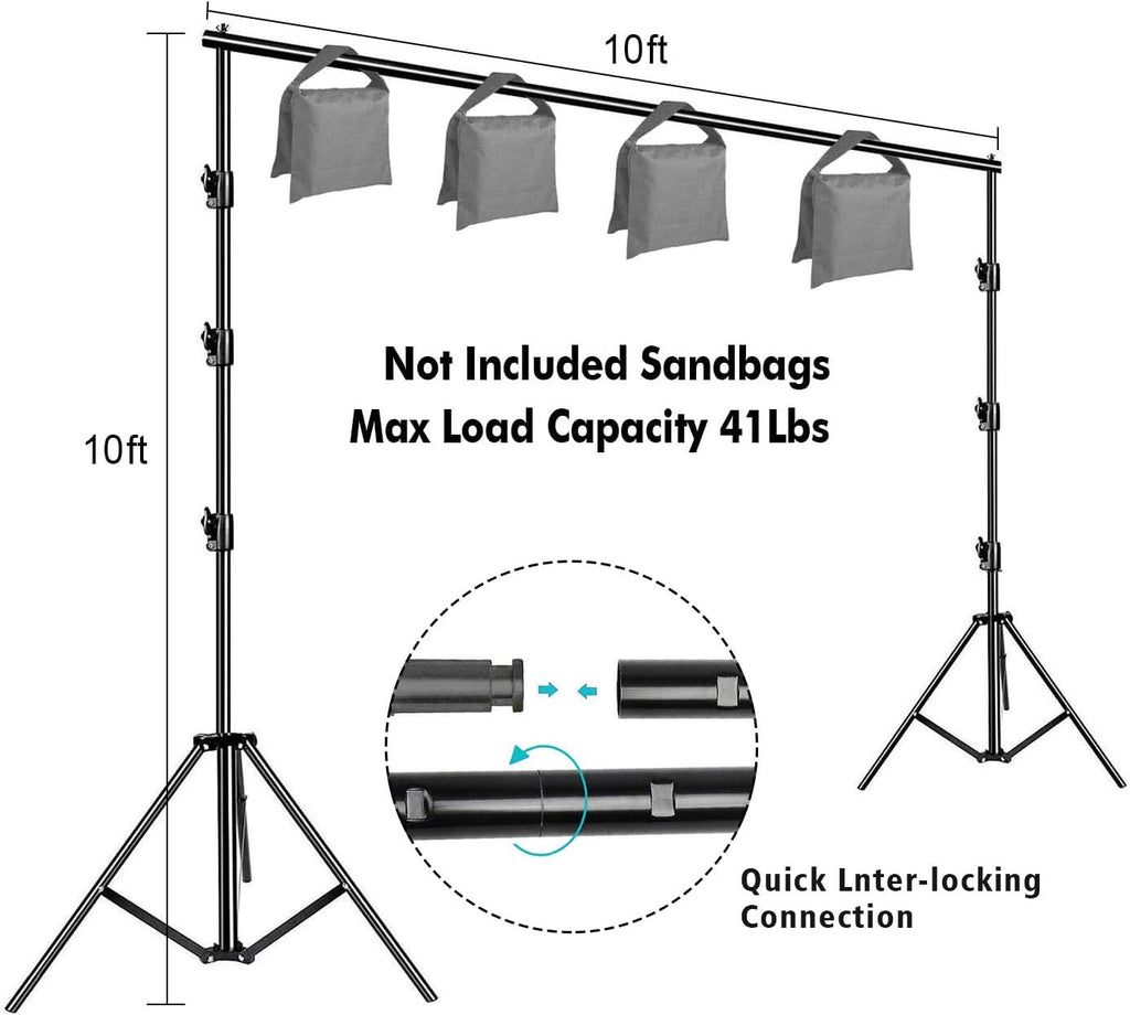 10 x 12ft 100% Cotton Muslin Green Screen Backdrop with Stand Kit Z138011