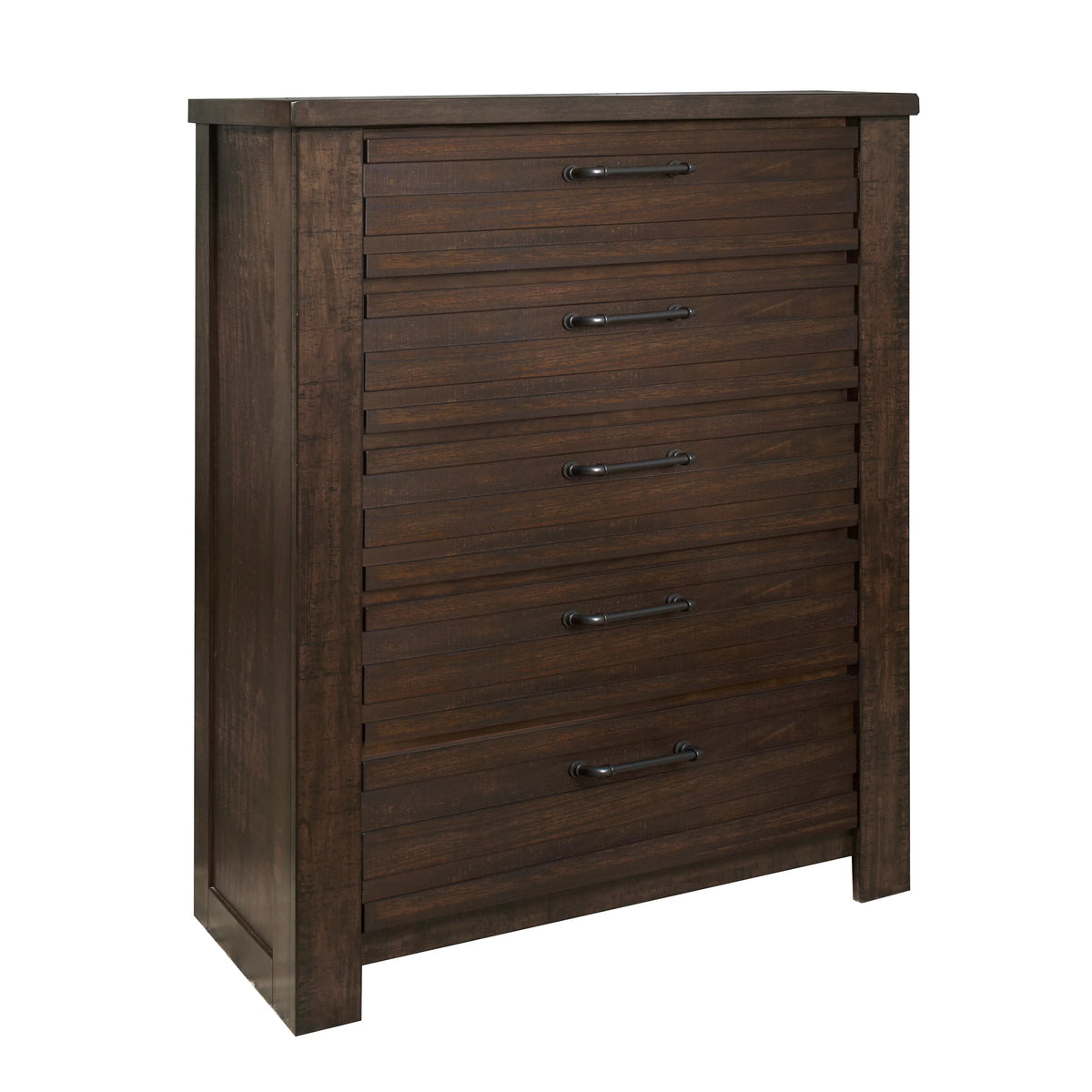 Espresso Wood Bedroom Set with King Bed Dresser Mirror Nightstand Chest P3742
