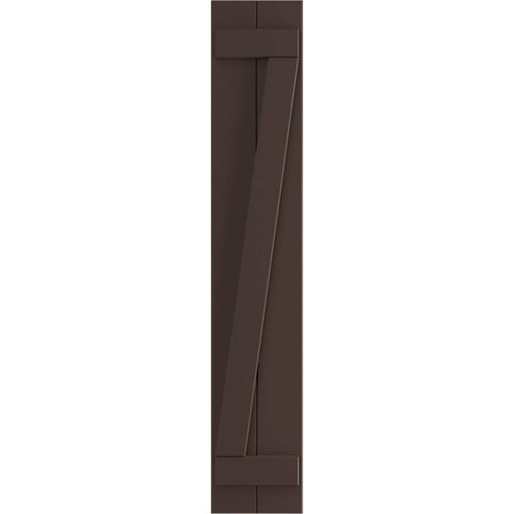 10 3/4x22W x 46x22H PVC Board-n-Batten Shutters with Z-Bar, Raisin Brown T745