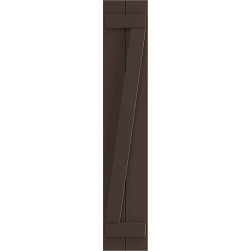 10 3/4x22W x 46x22H PVC Board-n-Batten Shutters with Z-Bar, Raisin Brown T745