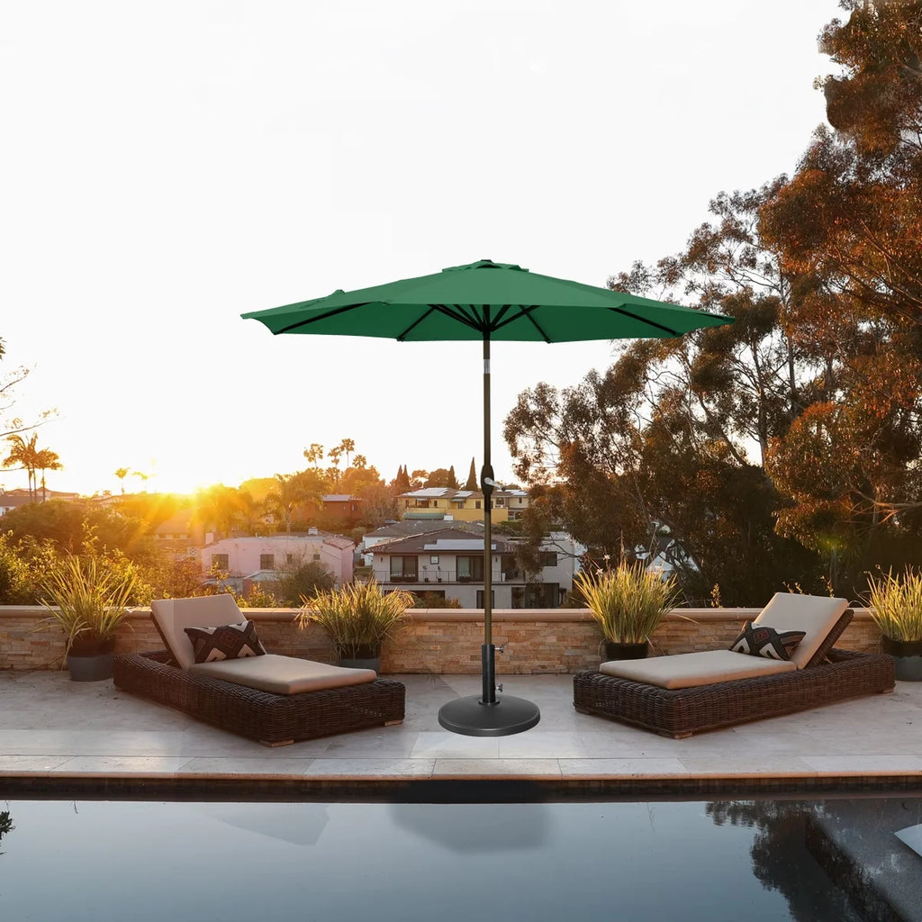 9 Ft Patio Umbrella with Round Resin Base H710