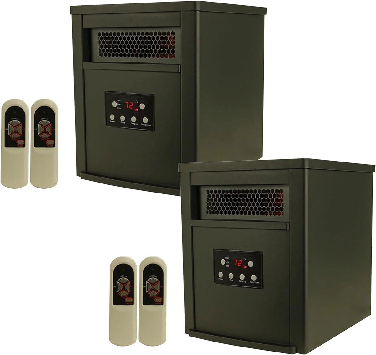 1500W Portable Electric Infrared Quartz Space Heater with Remote Control Black 2 Pack K4588