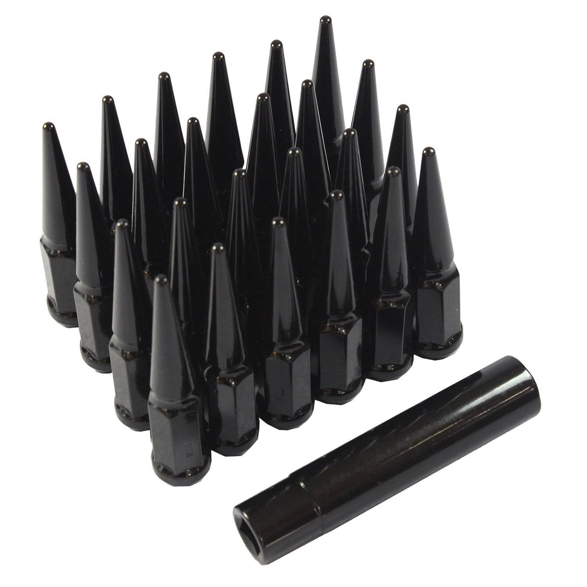Black 24 Pcs Spike Lug Nuts 14x1.5 G1049