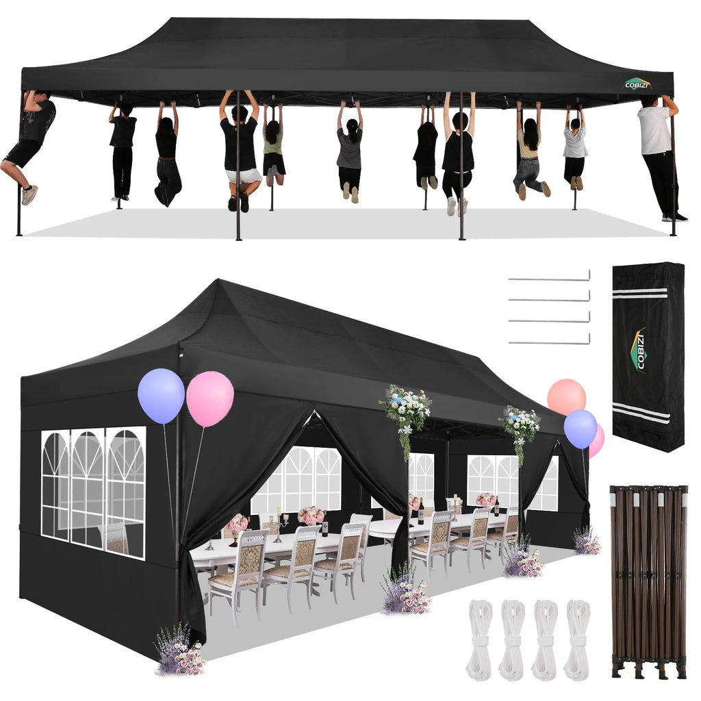 10x30 Party Tent with 8 Sidewalls, Black N123