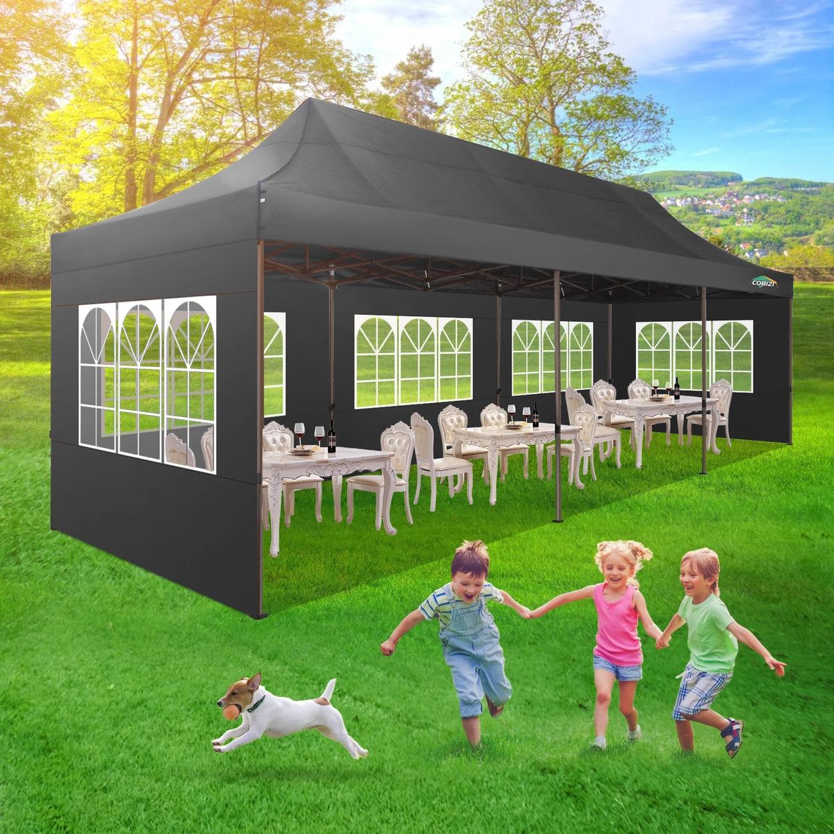 10x30 Party Tent with 8 Sidewalls, Black N123