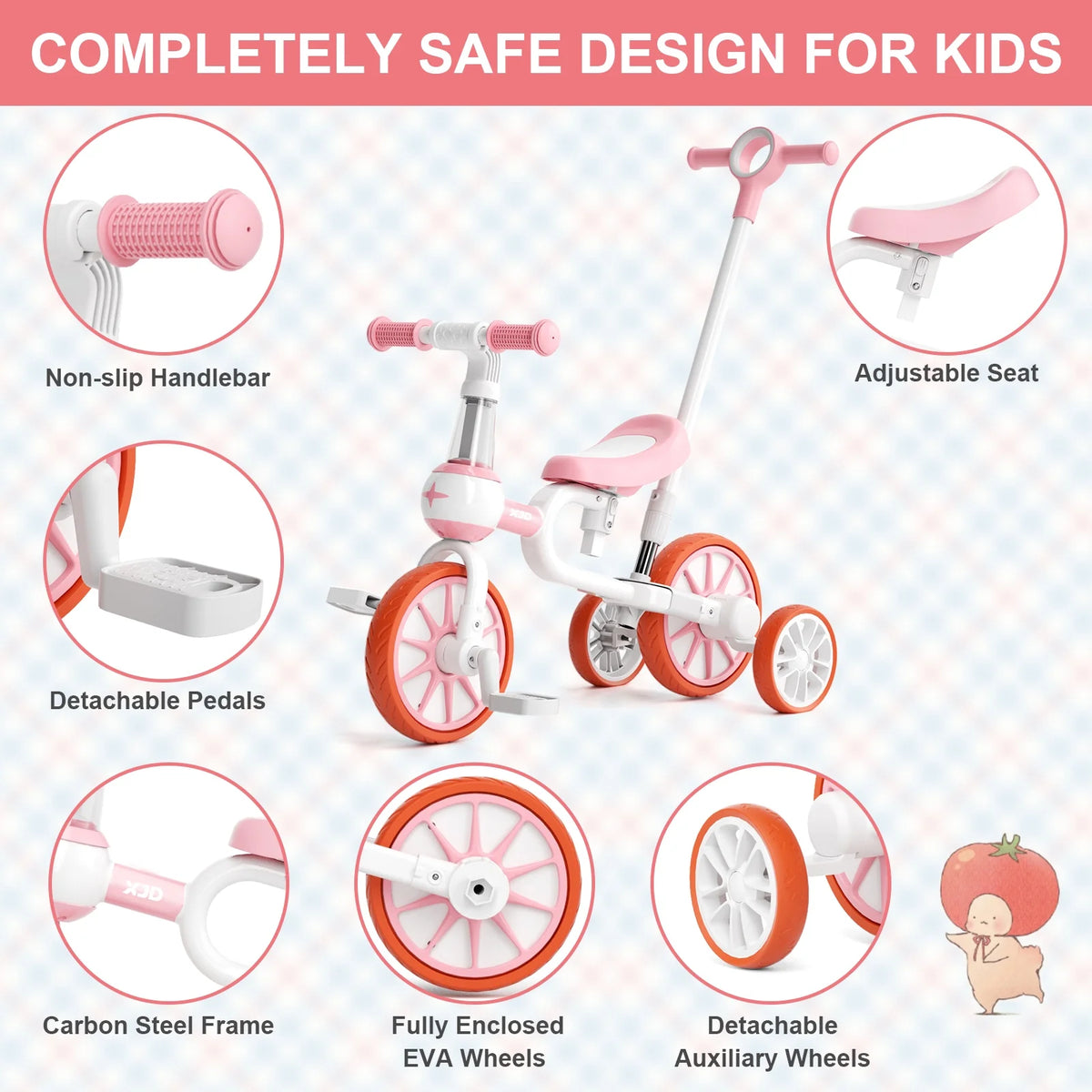 7 in 1 Toddler Tricycle with Removable Pedals L702717