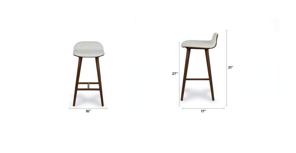 Gray Fabric Counter Stool with Walnut Legs C714853