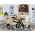 7-Piece Solid Wood Frame Dining Table Set with 6 Parson Chairs T341