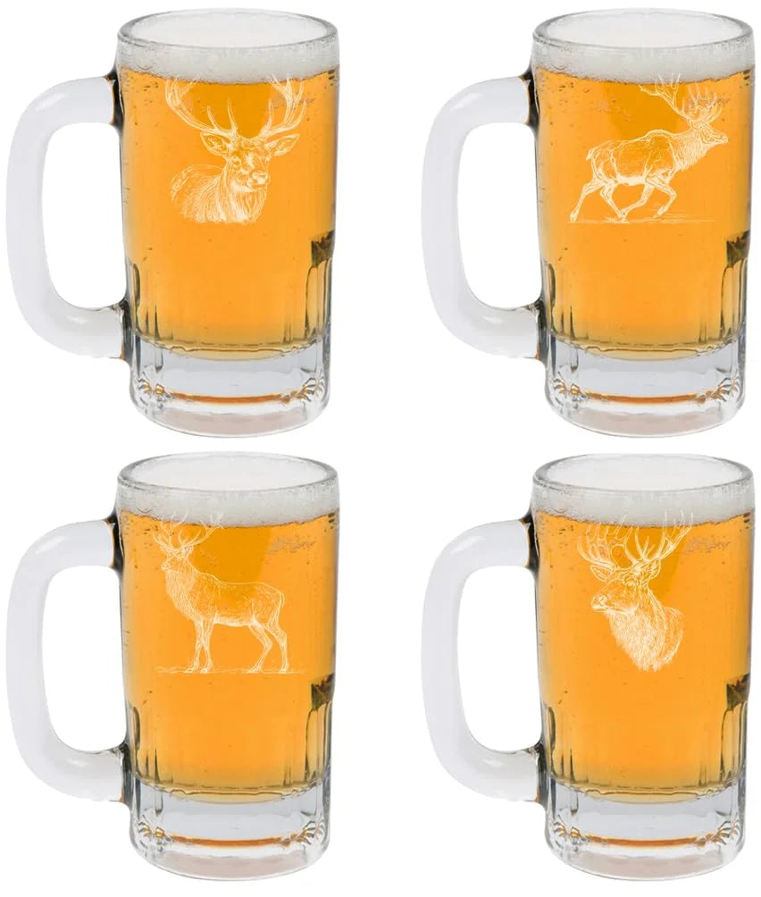 12oz Beer Mug Stein Glass Set of 4 K159