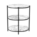 White and Matte Black Oval Wood Top Side Table I642