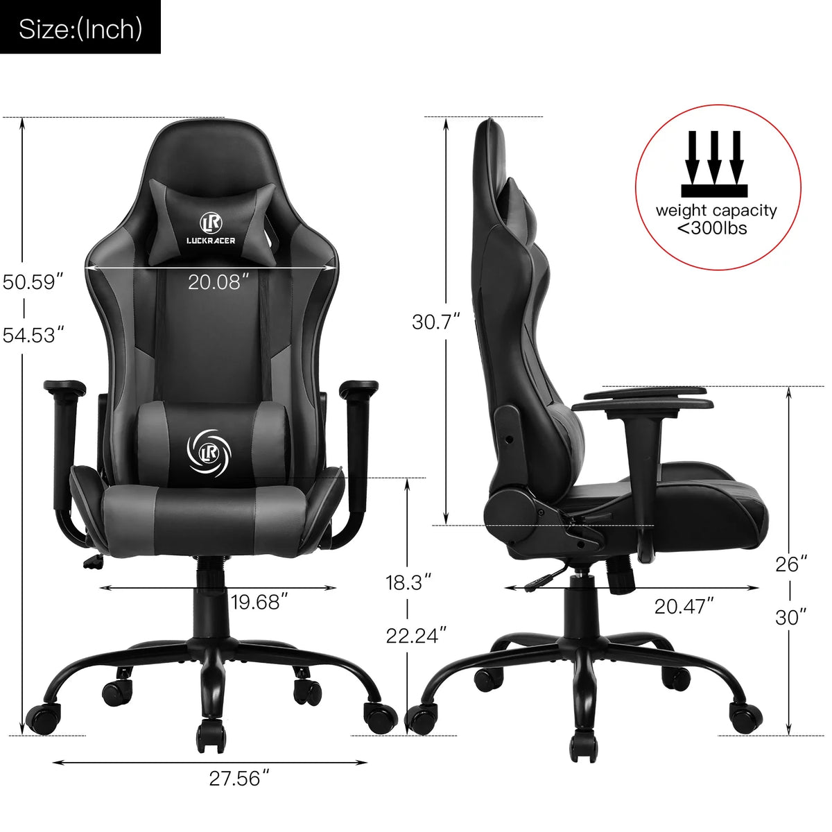 Gray Massage Gaming Chair E70734