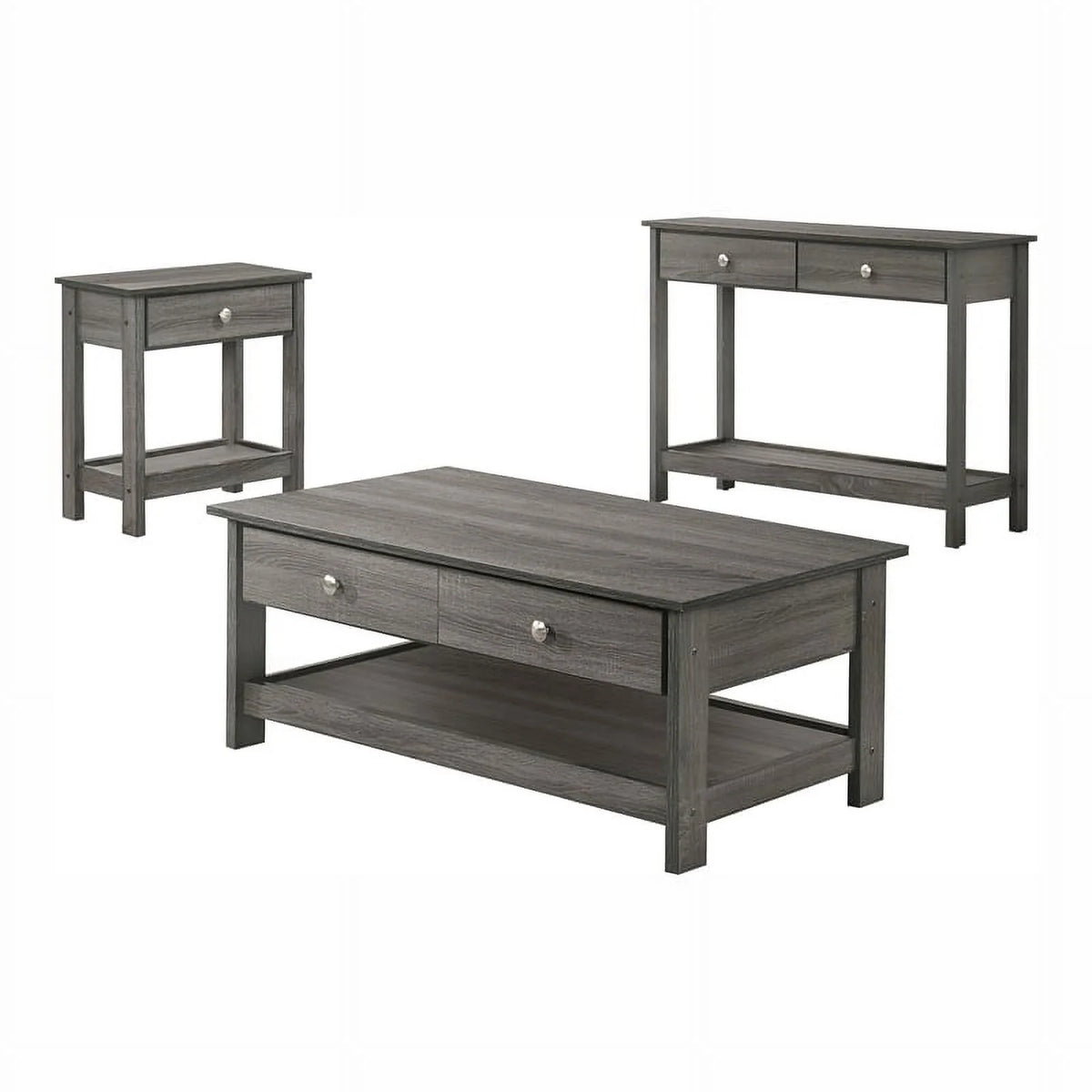 3-Piece Wood Coffee Table Set in Gray L2392