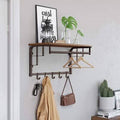 Brown Hook Wall Mounted Coat Rack with Storage T31603
