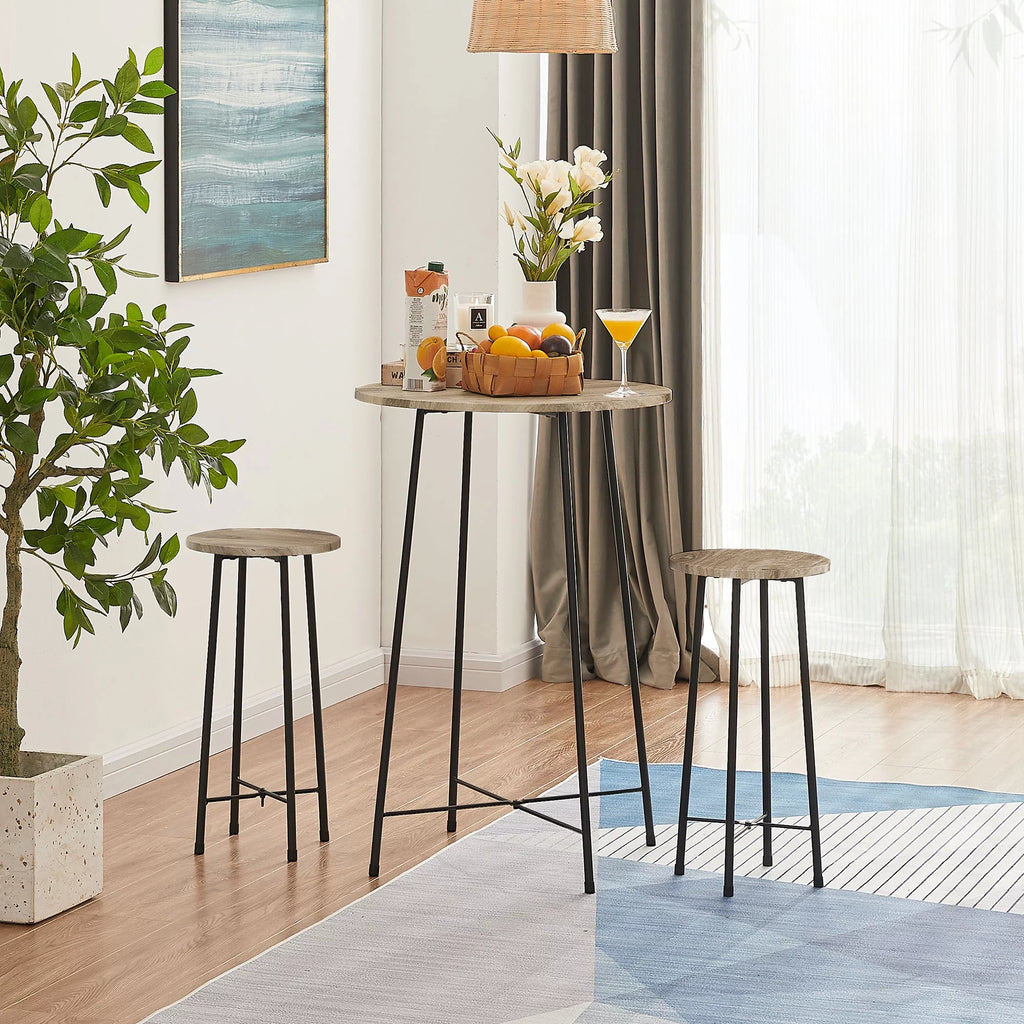 3-Piece Round Bar Table Set with 2 Stools M4842