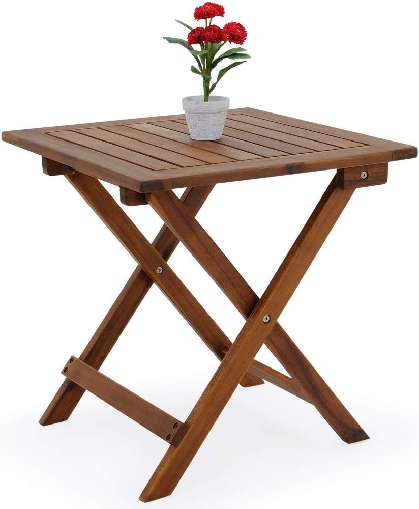 18x18 Inch Acacia Wood Folding Patio Side Table U93857