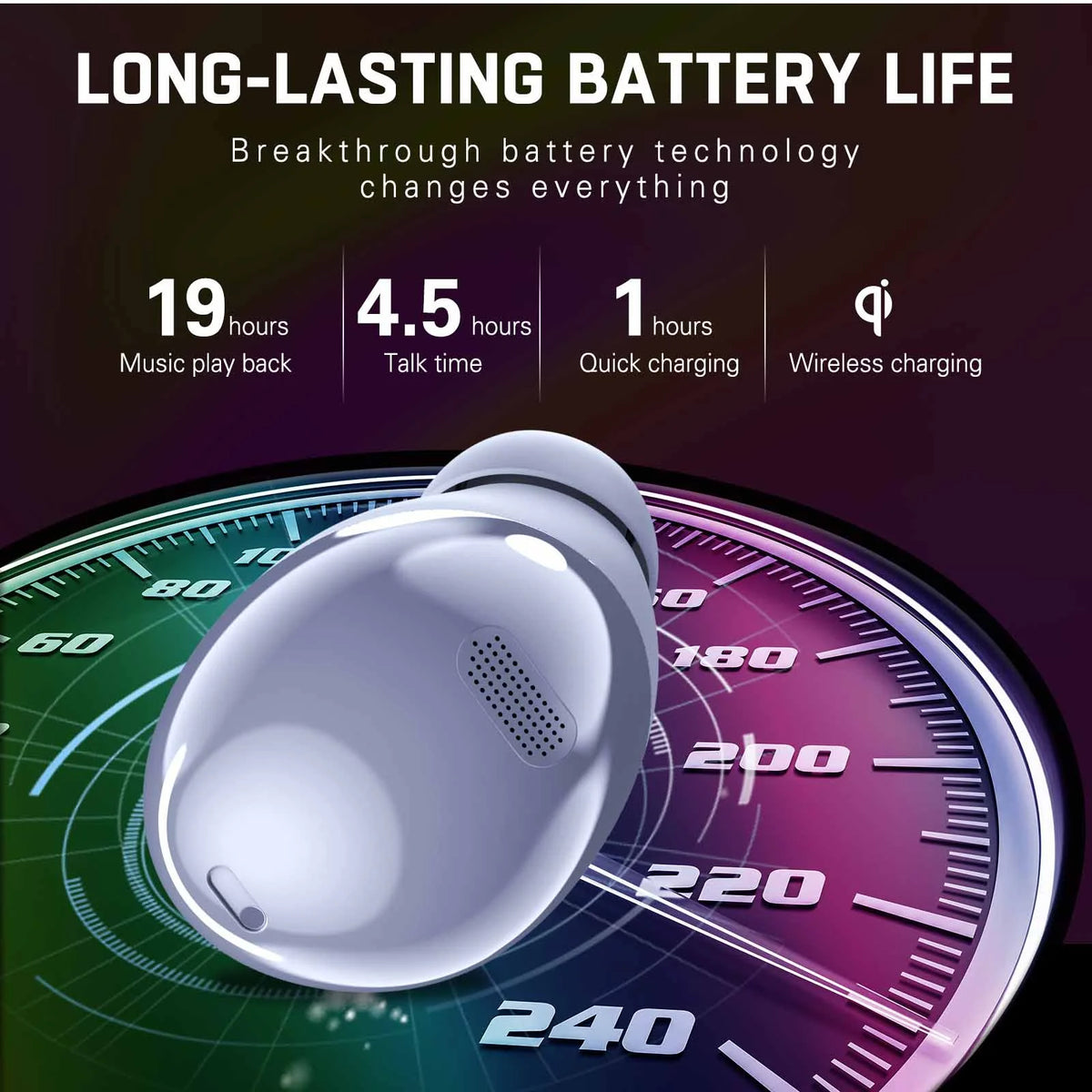 Amethyst Purple True Wireless Bluetooth Earbuds with Charging Case Z290