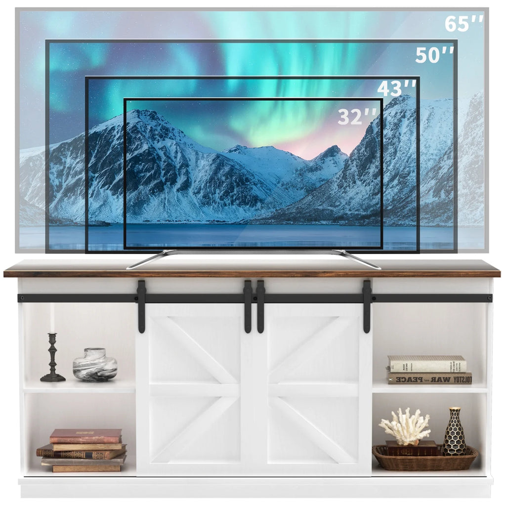 White Sliding Barn Door TV Stand B421061