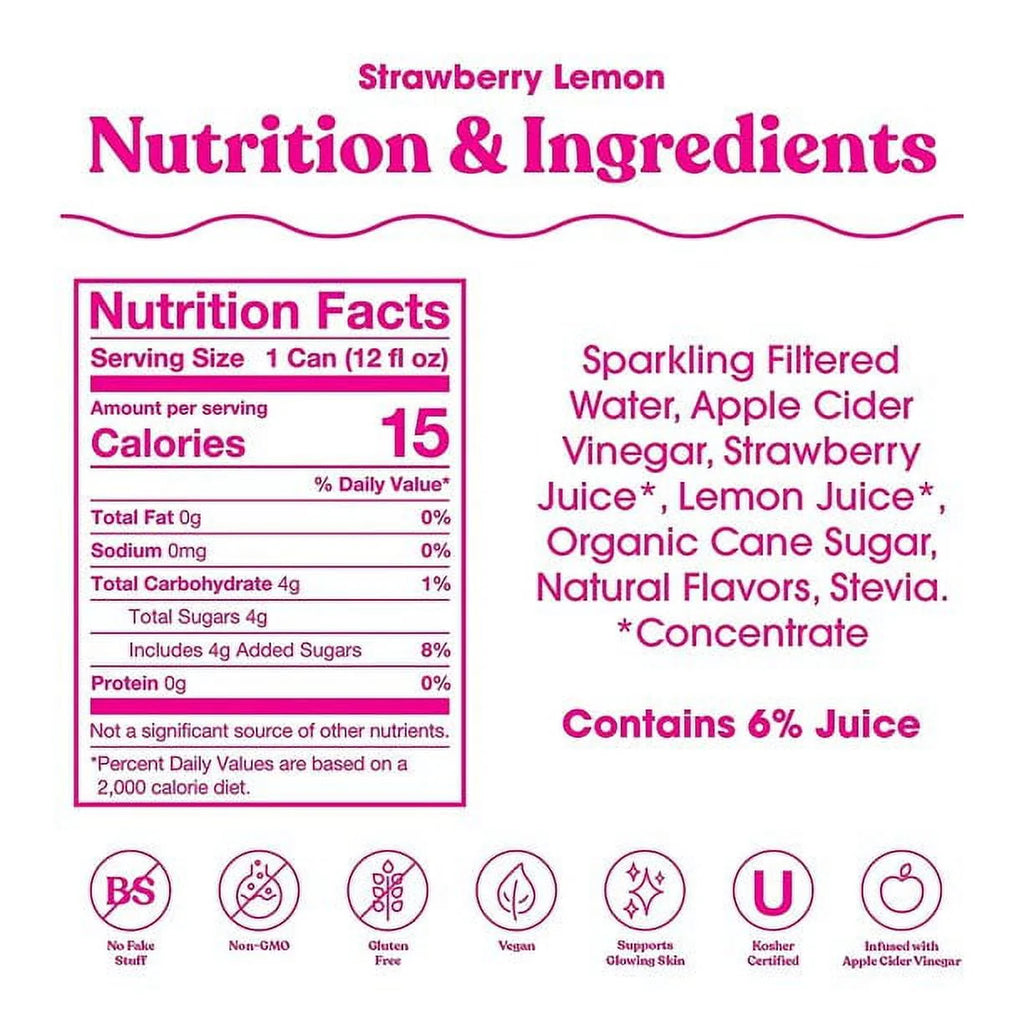 Prebiotic Soda, Strawberry Lemon, 12 fl oz D4649