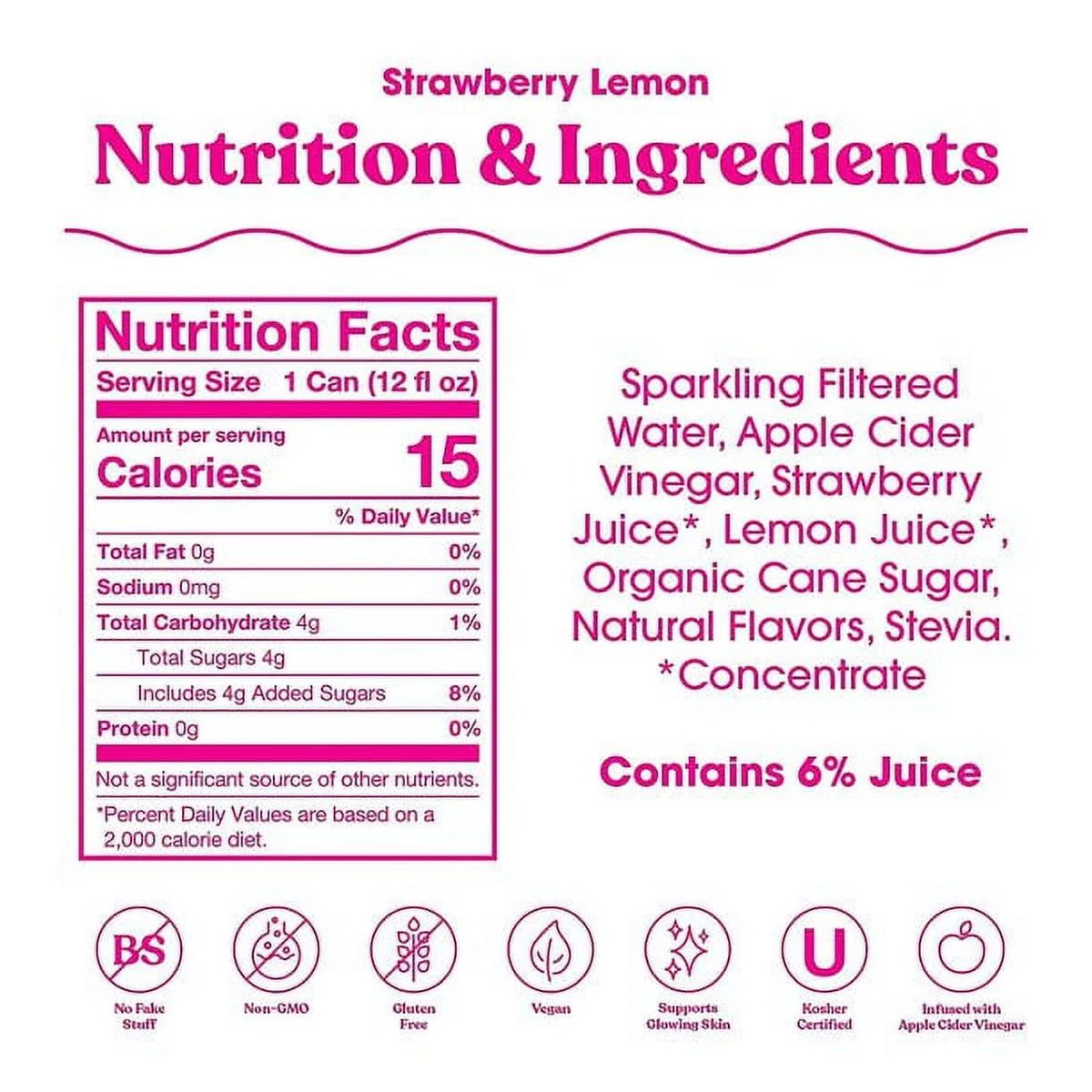 Prebiotic Soda, Strawberry Lemon, 12 fl oz D4649