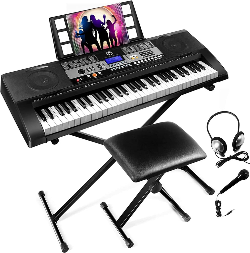 61 Key Portable Electronic Keyboard Piano with Stand and Stool F80320