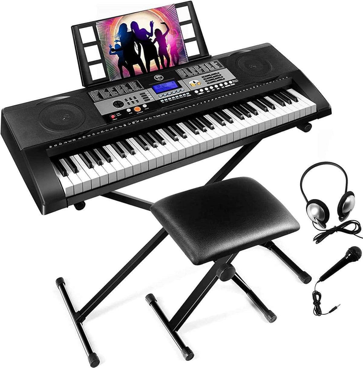 61 Key Portable Electronic Keyboard Piano with Stand and Stool F80320