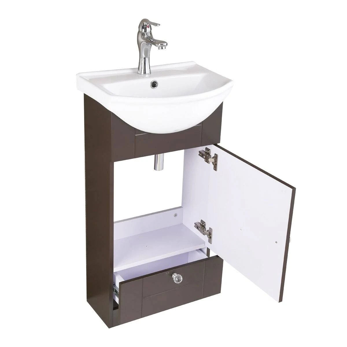 White Bathroom Sink Vanity Cabinet with Faucet and Drain J584292