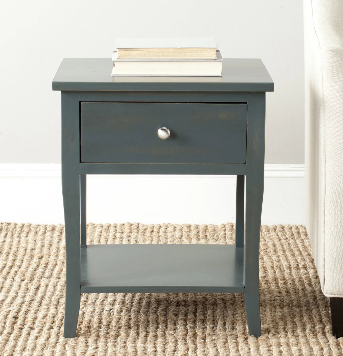 Steel Teal Nightstand with Storage Drawer H202