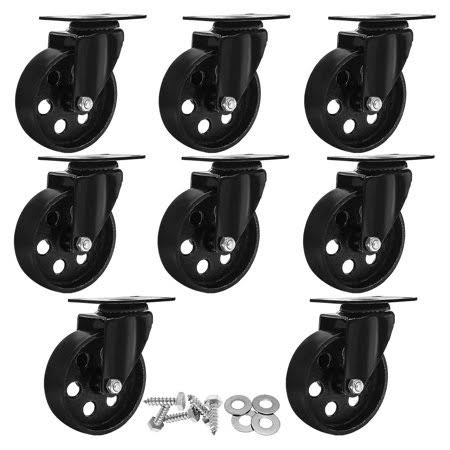 8 All Black Metal Swivel Plate Caster Wheels with Screws V540