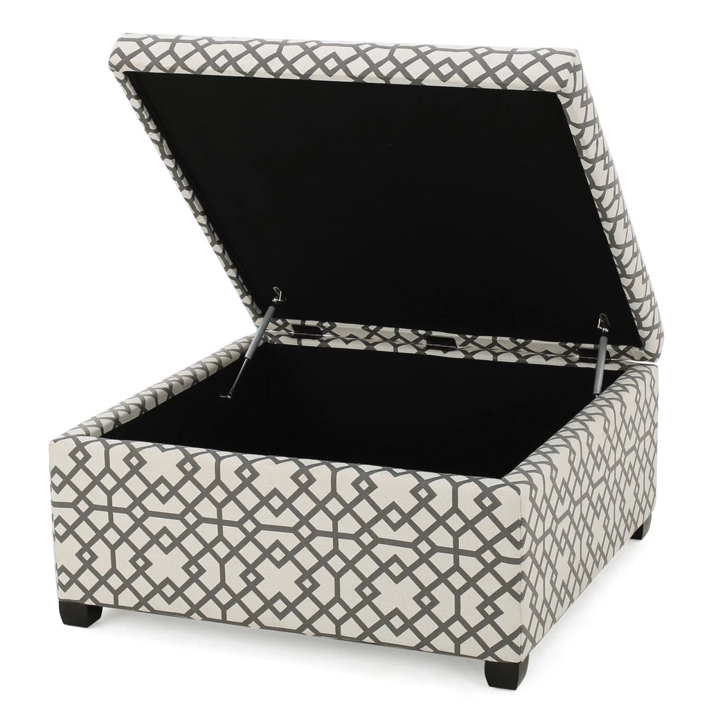 Grey Fabric Storage Ottoman E951785