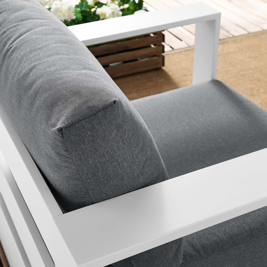 White Powder-Coated Aluminum Armchair T6148